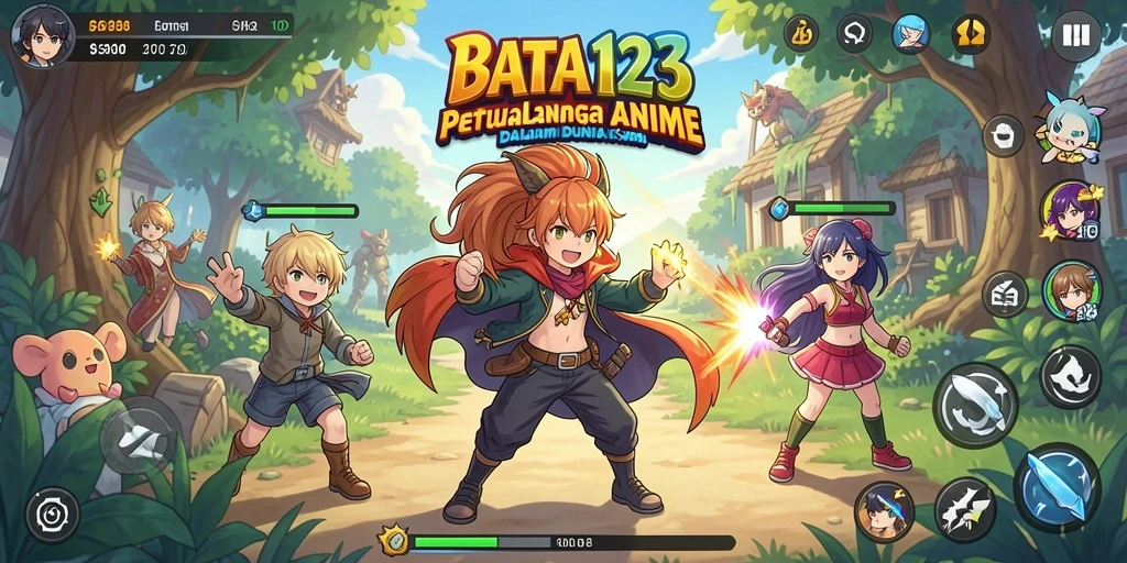 Screenshot BATA123 menampilkan aksi pertempuran yang seru dalam dunia anime.