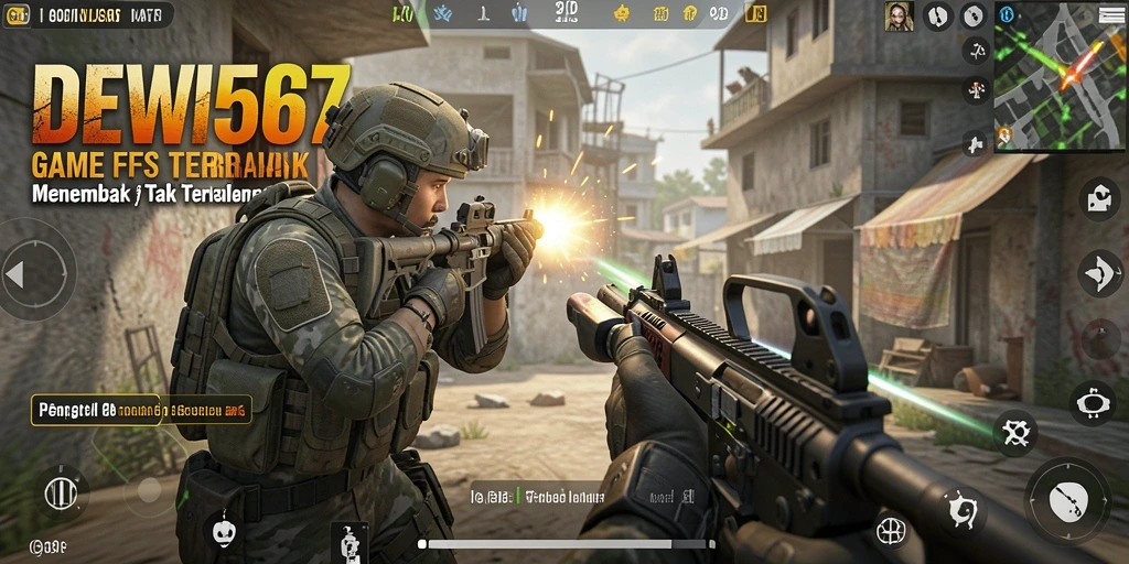 Tangkapan layar menunjukkan aksi intens di DEWI567 dengan gameplay yang cepat.