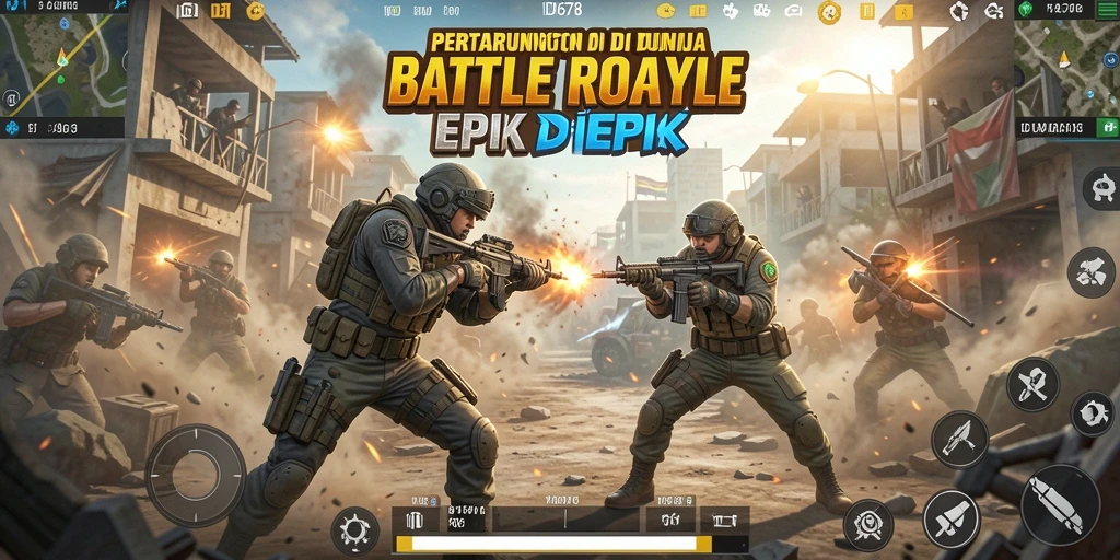 Gameplay mendebarkan dalam arena Battle Royale ID678.