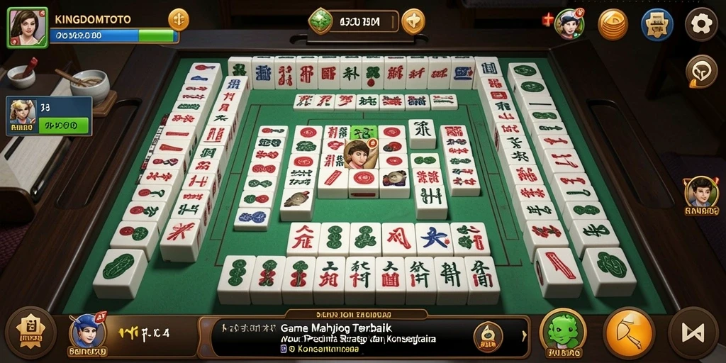 Tampilan gameplay KINGDOMTOTO dengan kepingan Mahjong yang berwarna-warni.