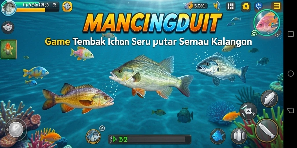 Gameplay seru dalam MANCINGDUIT, menangkap ikan berharga.