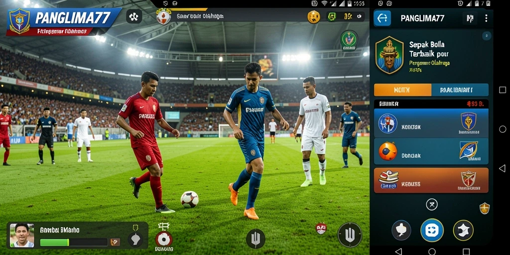 Screenshot gameplay PANGLIMA77 dengan aksi seru dalam pertandingan sepak bola.