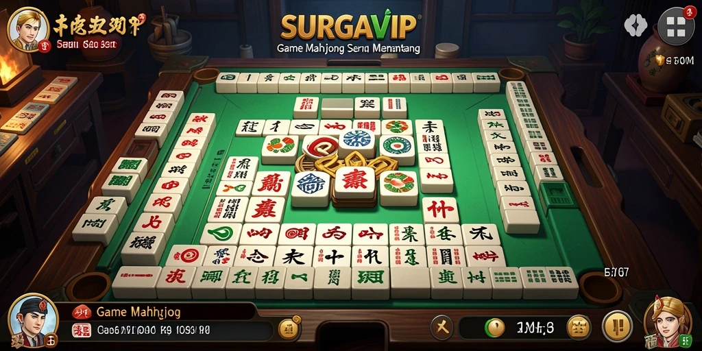 Screenshot gameplay <strong>SURGAVIP</strong> menampilkan strategi Mahjong yang menantang.